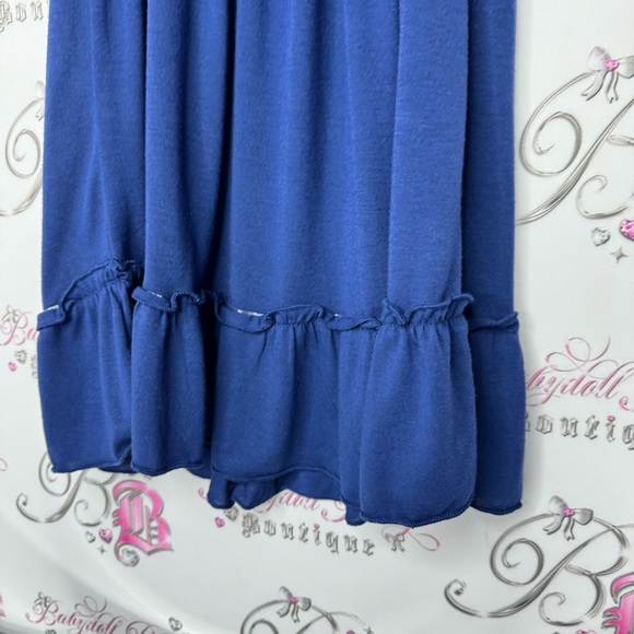 Pretty good dress milkmaid ruffle frilly bottom puff sleeves navy blue cute y2k - Picture 4 of 12